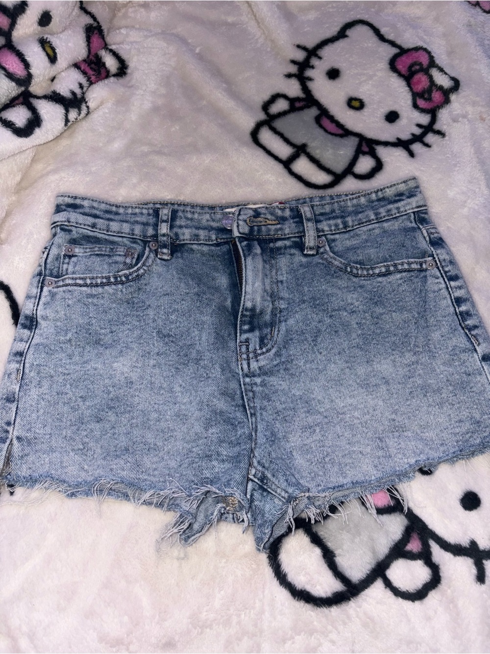 & Other Stories Light Blue Acid Wash Denim Shorts